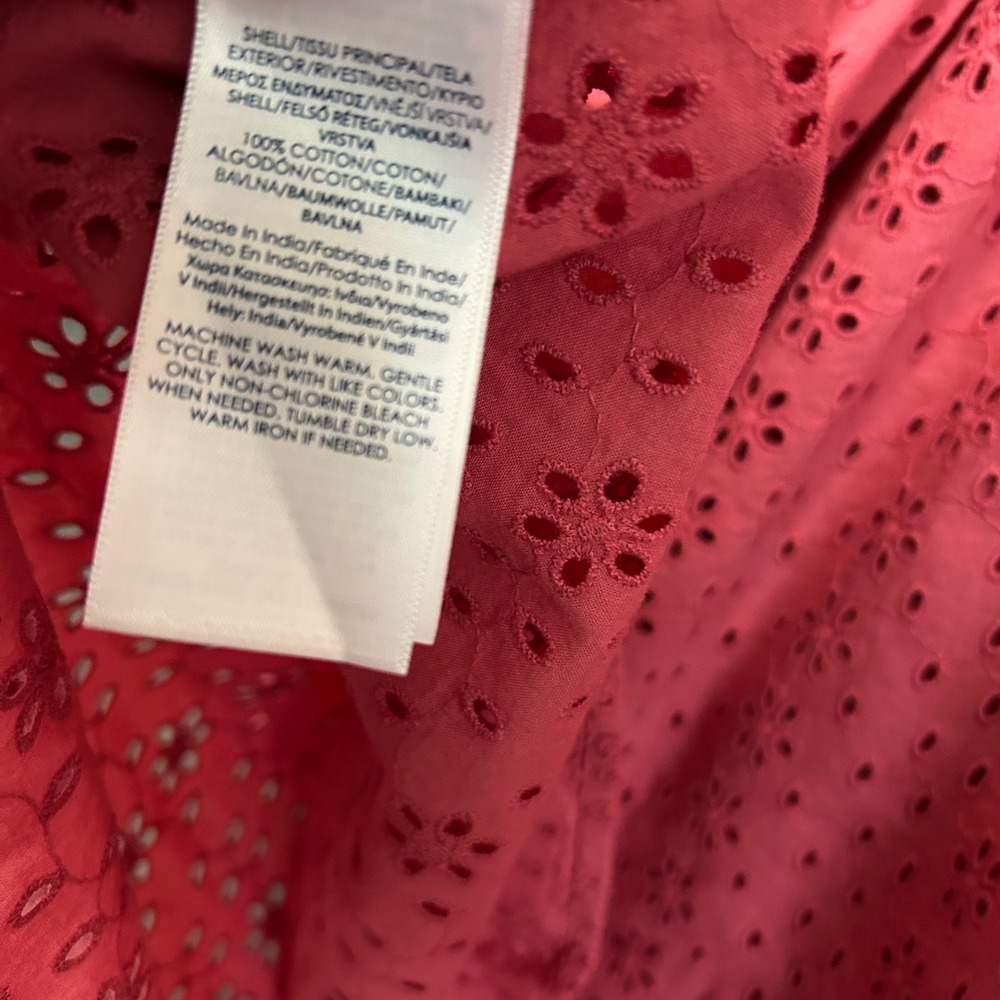 Chaps Tunic Top Women 2X Pink Eyelet Boho Peasant Cottagecore Henley Pullover - Picture 8 of 9